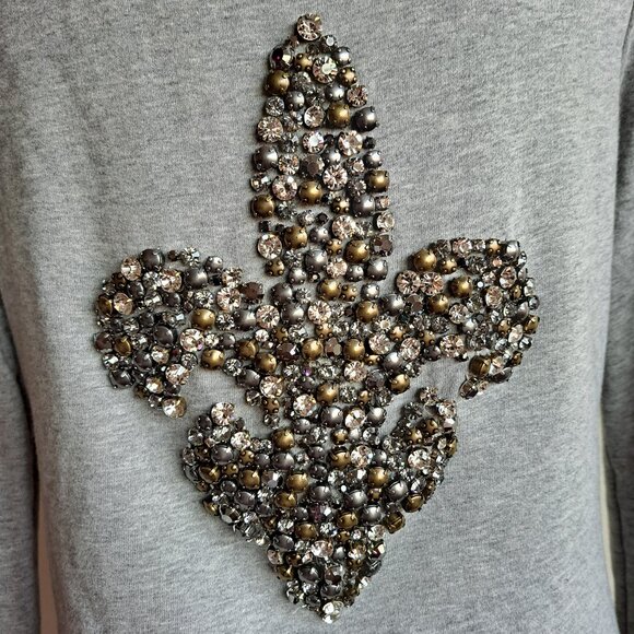 Twisted Heart Women's Grey Cardigan Sweater with Fleur de Lis Size S - Picture 7 of 15